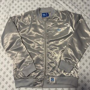 Adidas Metallic Silver Bomber Jacket